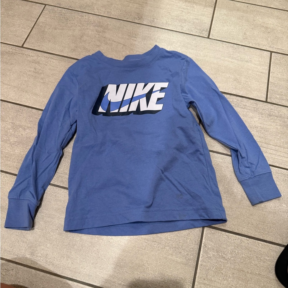 Nike Kids Long-Sleeve Logo Tee in Periwinkle Blue
